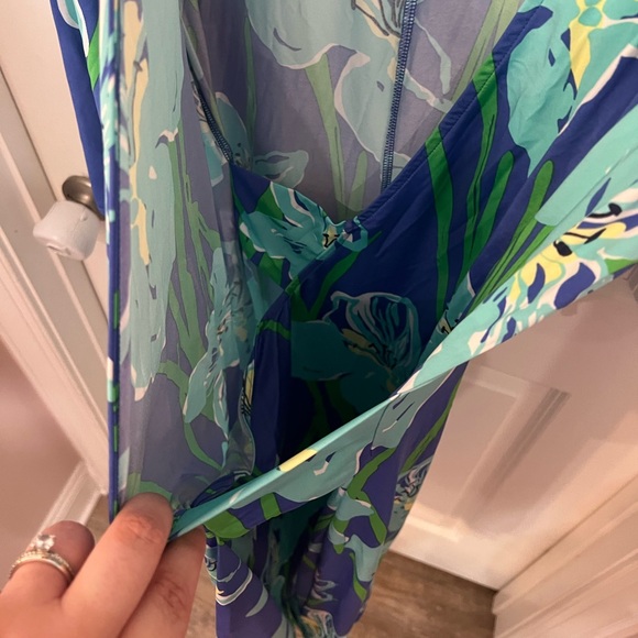 Lilly Pulitzer Yvette Iris Blue Faux Wrap dress XL - Picture 3 of 3